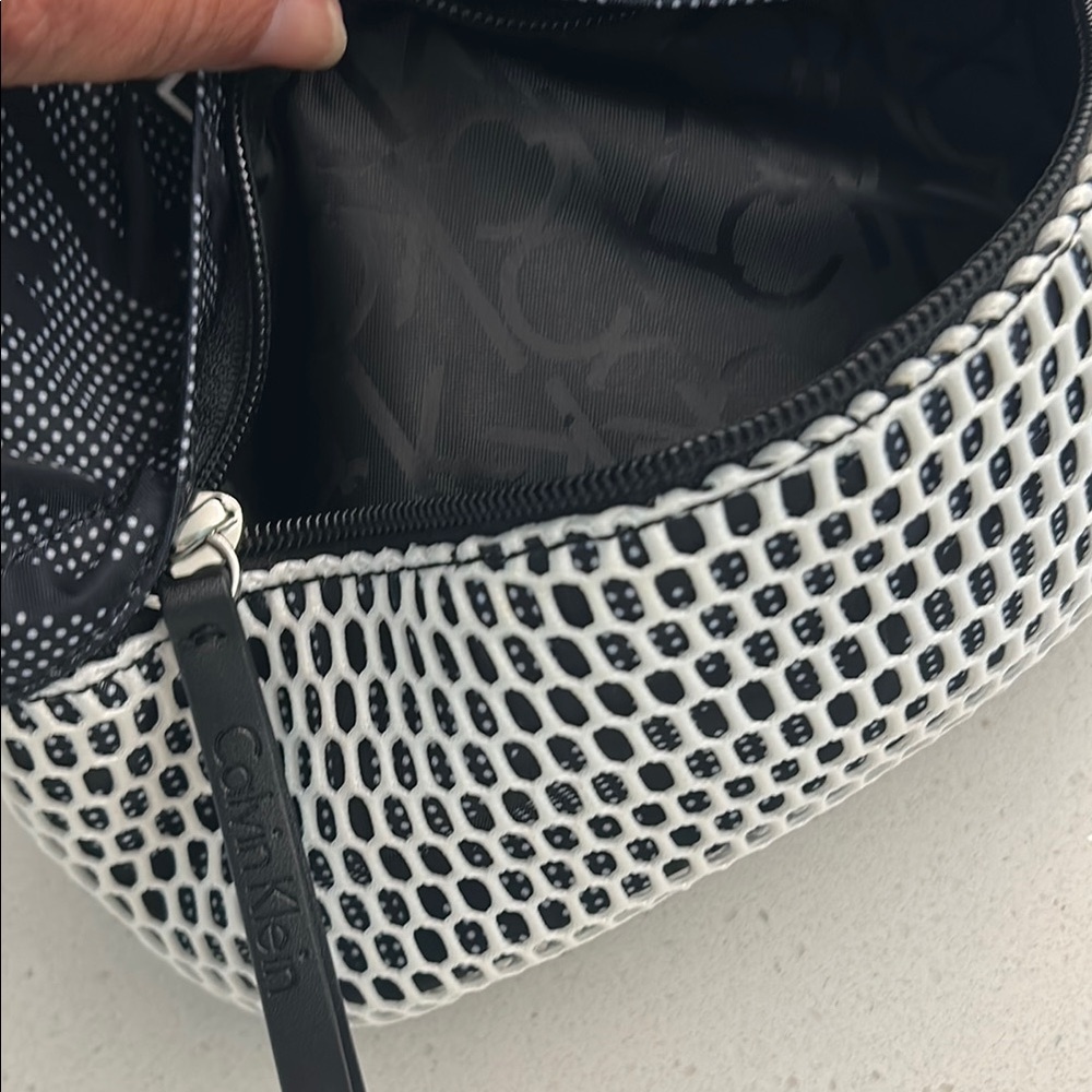 Calvin Klein Black and White Backpack with Monogram and Mesh Design - Picture 4 of 9